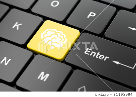 Health concept: Brain on computer keyboard Health concept: Brain on computer keyboard 31195994