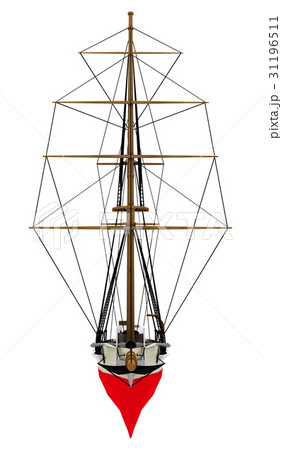 Front view of a gaff schooner isolated on white Front view of a gaff schooner isolated on white 31196511