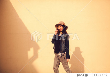 beautiful girl smiling in a hat beautiful girl smiling in a hat 31197325