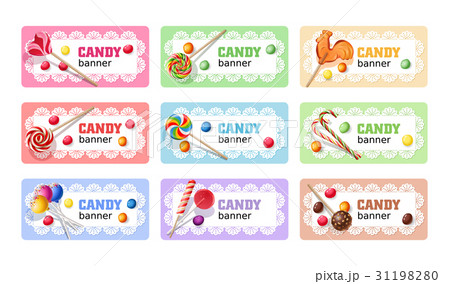 Set of sweet lollipop vector banners. Set of sweet lollipop vector banners. 31198280