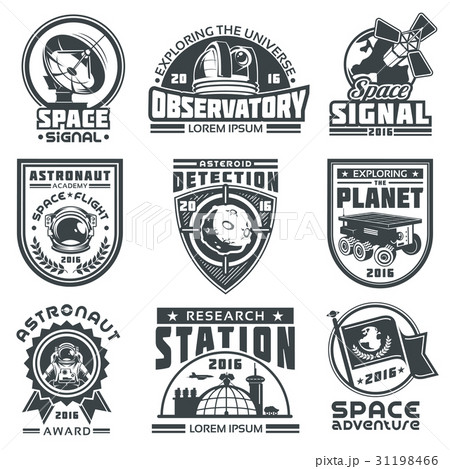 Set of vector badges space. 31198466