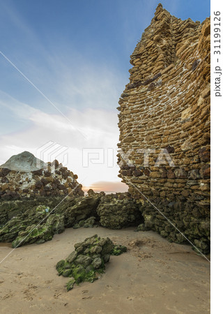 Torre del Loro Roman tower ruins on beach ,Spain 31199126