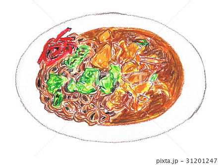 カレー焼きそばのイラスト素材