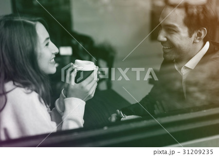 Couple Drinking Coffee Shop Relax Couple Drinking Coffee Shop Relax 31209235