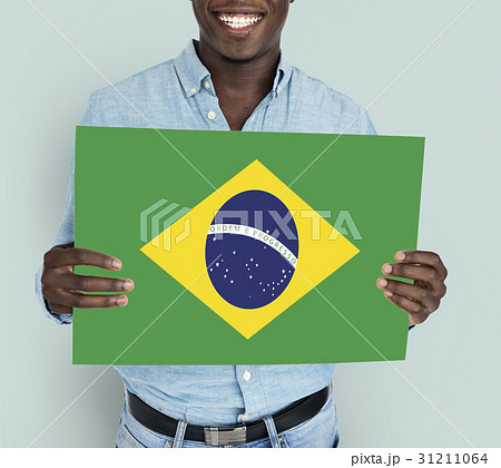Man Hands Hold Brazil Flag Patriotism 31211064