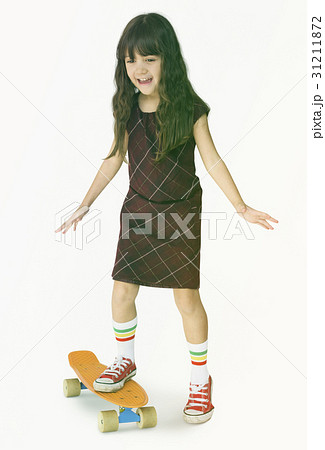 Little Girl Smiling Happiness Skateboard Sport Portrait Little Girl Smiling Happiness Skateboard Sport Portrait 31211872