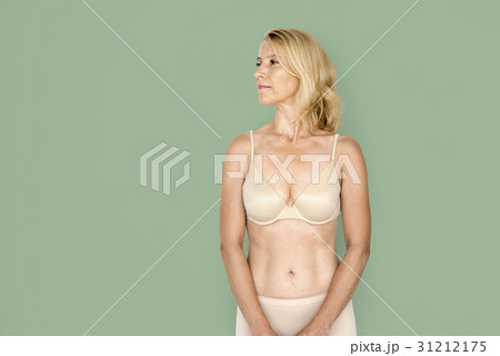 Senior Adult Woman Smiling Happiness Lingerie Studio Portrait 31212175