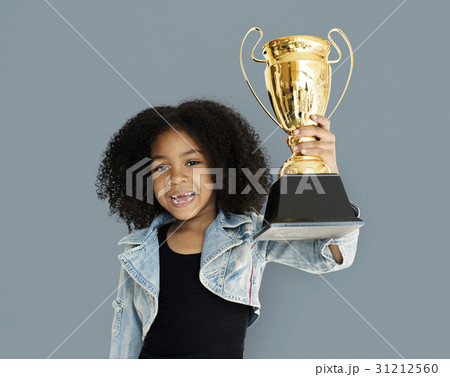 Little Girl Holding Trophy Happy 31212560