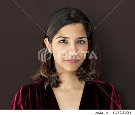 Adult Woman Serene Face Expression Studio Portrait 31213058