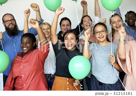 Diverse group of happiness people celebration with balloons Diverse group of happiness people celebration with balloons 31213161