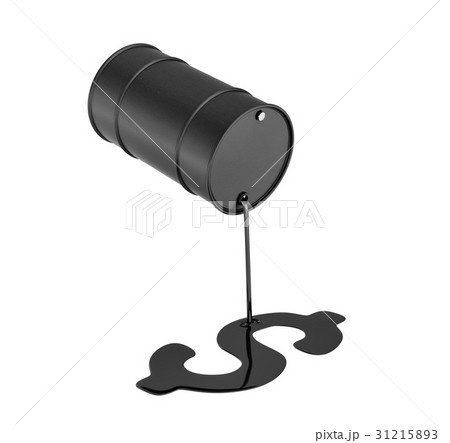 3d rendering of a black oil barrel leaking oil and 31215893