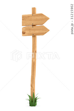 3d rendering of a wooden pole with some grass on 3d rendering of a wooden pole with some grass on 31215902