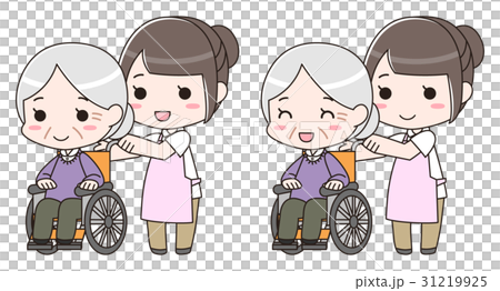 年長年長輪椅照料者護士微笑的例證 年長年長輪椅照料者護士微笑的例證 31219925