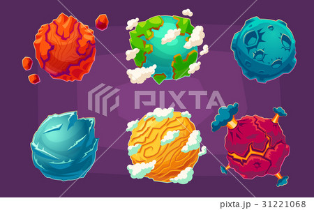 Set of cartoon illustrations fantasy alien planets 31221068