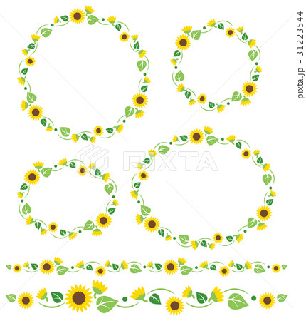 ひまわり フレーム Sunflower Decoration Frameのイラスト素材