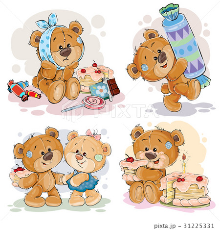 Funny illustrations with teddy bear on the theme 31225331