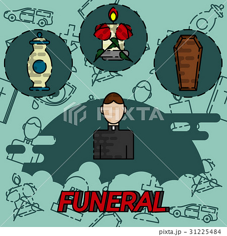 Funeral flat concept icons Funeral flat concept icons 31225484