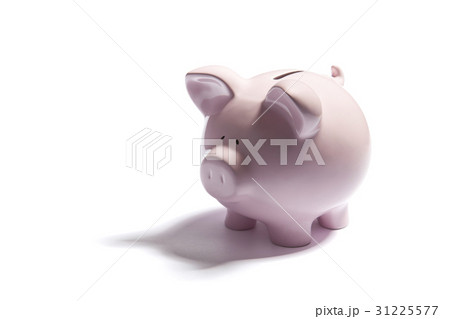 Pink piggy bank on white background  31225577