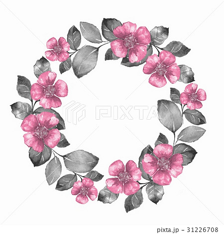 Watercolor floral wreathwith pink flowers 31226708