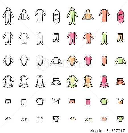 Baby Clothes Line Icons Set 31227717