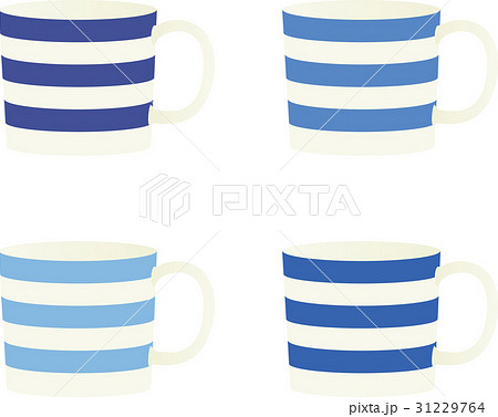 ボーダー柄のマグカップのイラスト素材