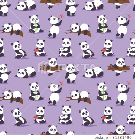 Panda bear cude character different pose vector 31231490