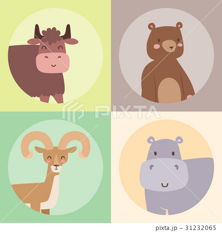 Cute zoo cartoon animals isolated funny wildlife 31232065