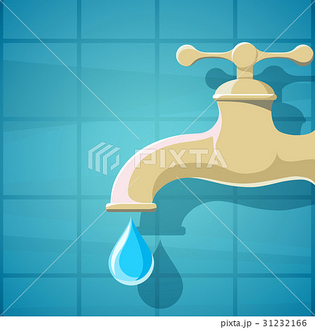 Water faucet with a drop of clean water. Water faucet with a drop of clean water. 31232166