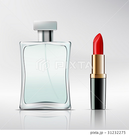 Bottle of perfume and lipstick. Bottle of perfume and lipstick. 31232275