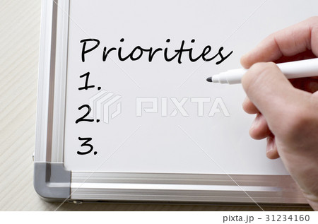 Priorities written on whiteboard Priorities written on whiteboard 31234160
