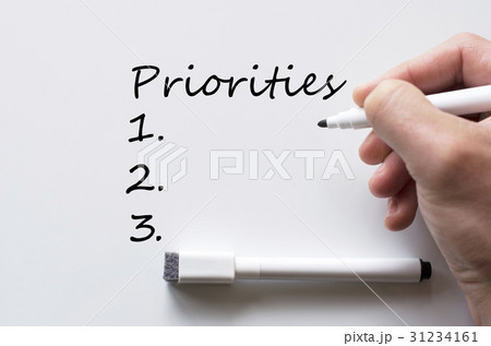 Priorities written on whiteboard 31234161