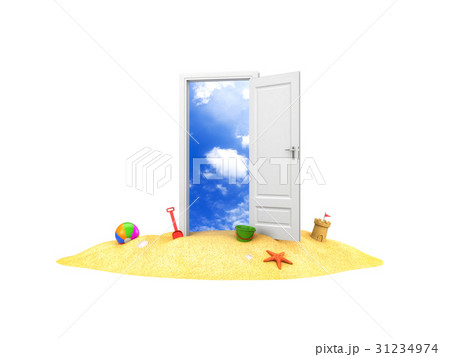 Door to summer holidays. Door on the sand Door to summer holidays. Door on the sand 31234974