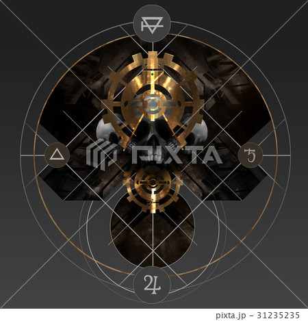 Abstract alchemy golden pentacle sign. 31235235