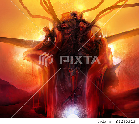 Hellish horror evil statue monument. 31235313