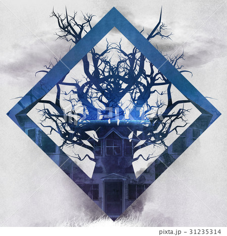 Tree shape grungy geometrical composition. Tree shape grungy geometrical composition. 31235314