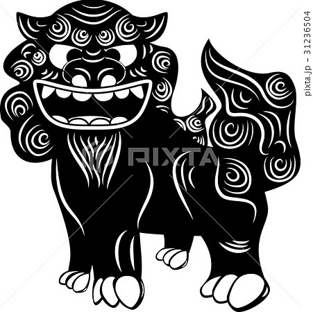 Black And White Illustration Of Shisa Right Stock Illustration