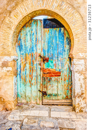 Traditional old painted door in a historical 31236713