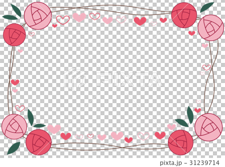 紅色和粉紅色的玫瑰和心的框架 31239714