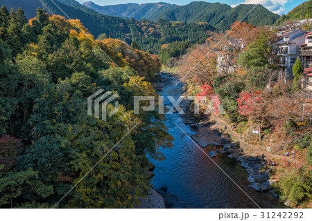 Mitake town and Tama river in autumn season. 31242292