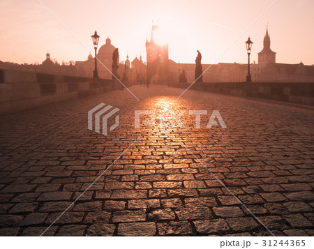 Charles Bridge at sunset time, Old Town of Prague Charles Bridge at sunset time, Old Town of Prague 31244365