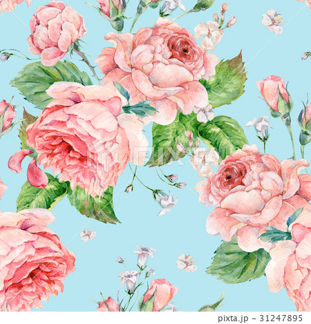 Watercolor seamless pattern with roses 31247895