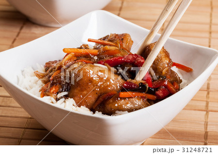 Sweet and sour pork and rice 31248721