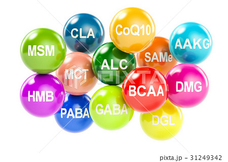 Set of amino acids. AAKG, ALC, BCAA, CLA, CoQ10 31249342