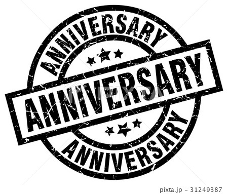 anniversary round grunge black stamp 31249387