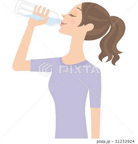 水を飲む女性のイラスト素材