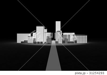 都市 夜の街のイメージのイラスト素材