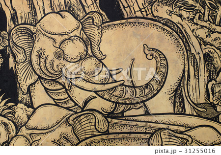 Elephant Pattern In Gild Lacquer Art. 31255016