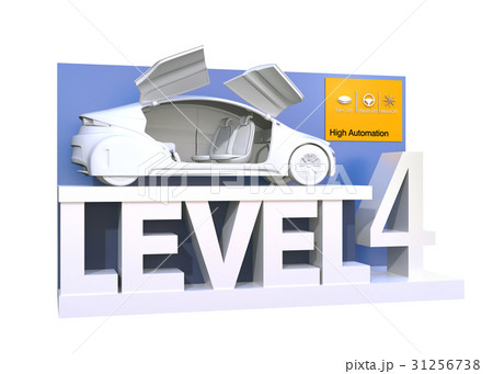 自動運転レベル分類のコンセプト。ドライバーが操縦不要のレベル４、高度な自動化。 31256738