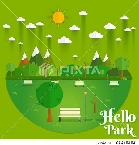 Hello Park. Natural landscape in the flat style. 31258382