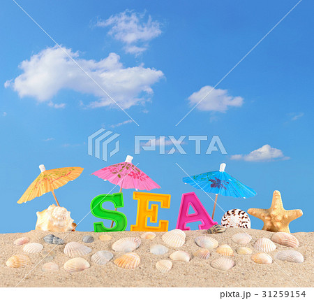 Sea letters on a beach sand Sea letters on a beach sand 31259154